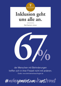 Plakat "67 %" - Teilhabe an Freizeitgestaltung ermöglichen